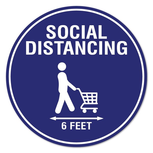 Social Distancing Cart Non-Slip Floor Graphic, 16in Vinyl, 3PK, 16 in L, 16 in H, FD-C-16-3PK-99989
